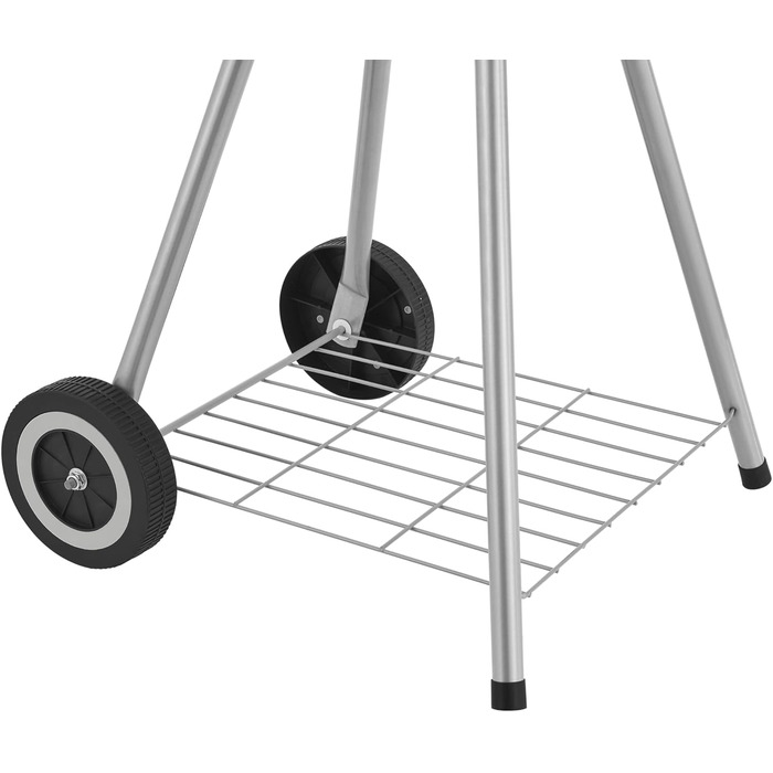 Гриль-барбекю Apricena на вугіллі, круглий, з візком, решітка з емальованої нержавіючої сталі, садовий гриль, 2 колеса, знімний кришка, 80 x 49 x 47 см, чорний