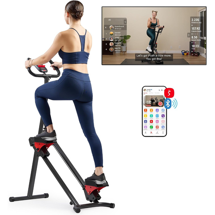 Інтелектуальний складаний кардіо-степпер Sunny Health & Fitness вертикальний тренажер-симулятор сходинок для дому з подовженою амплітудою кроку, макс. навантаження 150 кг
