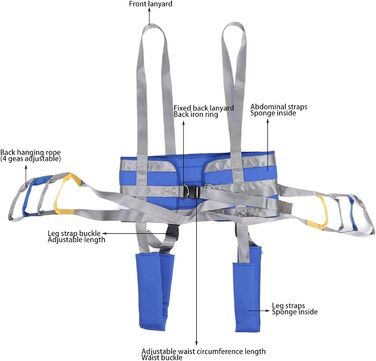 Слінг для підйому всього тіла пацієнта, допоміжні засоби для ходьби стоячи, слінг з розділеними ногами, допоміжний засіб для руху, ремінь для підйому ходи, слінг для ходьби пацієнта, ремінь для перенесення, вправи для тренажера опор для ніг (розмір г m