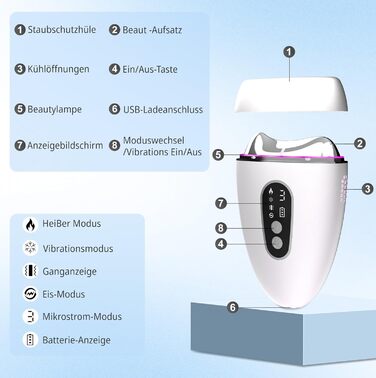 Електричний масажер для обличчя з холодним теплом Robofun Gua Sha з 3 вібраціями та РК-екраном, червоний, синій, фіолетовий, масажер для обличчя проти зморшок проти старіння