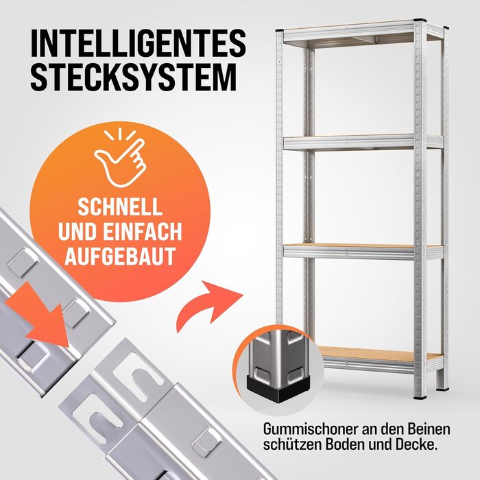 Міцний стелаж Monzana 2 шт. 170x75x30 см 560 кг 4 стелажі з МДФ Стелажі для зберігання Підвальні стелажі Безболтові стелажі Стелаж для майстерні