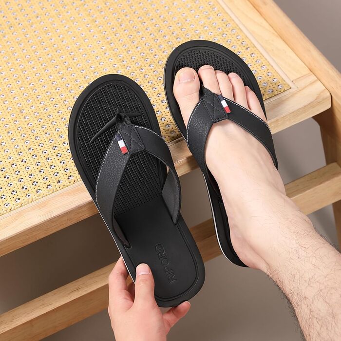 Чоловічі шльопанці-стрінги, сандалі, пляжний колір, розміри 41-46 EU, чорний колір, розмір 42 EU