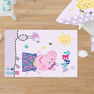 Килимок для дитячої кімнати Peppa Wutz Pig Happy Pink 100 см х 133 см нековзний шумопоглинаючий дитячий килимок ігровий килимок ігровий килимок килимок для дівчаток Джордж дідусь кролик мама тато пельмень Сьюзі цукерка