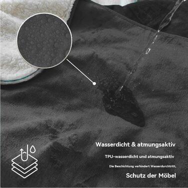 Водонепроникна ковдра розміру &quotqueen-size&quot 200x230 см, Водонепроникна ковдра для пар та дорослих, Водонепроникний двосторонній матрац великого розміру для ліжок Twin, Queen, King (сірий) Сірий 200 x 230 см