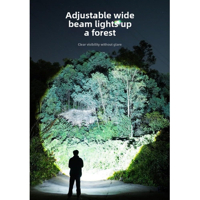 Акумуляторний ліхтарик SuperFire, 1000 люмен, світлодіодний, промінь зі змінним масштабуванням, 5 режимів освітлення, корпус з алюмінієвого сплаву, дальність 1000 м, прожектор та точковий ліхтарик для кемпінгу