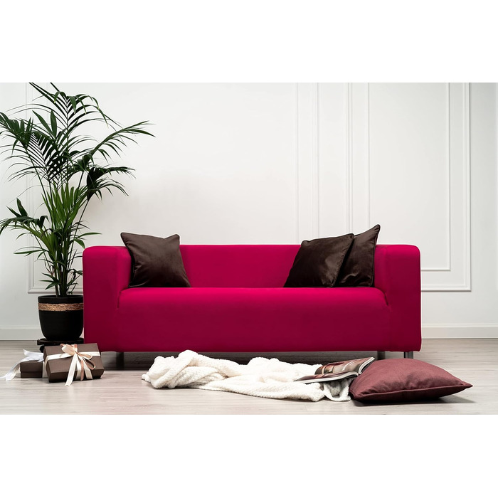 МАЙСТРИ ЧОХЛІВ Замінний чохол для дивана IKEA Klippan 2-місний, чохол для дивана Klippan 2-місний, двомісний, чохол для дивана, 180 см x 85 см x 58 см (Гранатовий, Поліестер Petite)