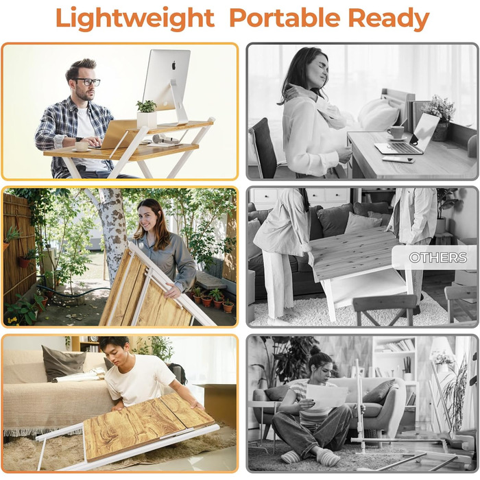 Маленький розкладний стіл, Не потребує складання, Малий розмір, Компактний розкладний стіл з підставкою для монітора, Дубовий комп&39ютерний стіл, Робочий стіл, Розкладний стіл, Бежевий, Малий розмір, Бежевий