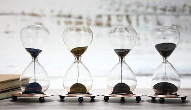 Пісочний годинник SuLiao для Uten, Поворотний на 720, Старовинний білий пісочний годинник, Вінтажний пісочний годинник 1 Hora Reloj de Arena, Великий метал, Пісочний годинник, Офіс, Письмовий стіл, Дім, Весільне оформлення (Магнітний пісок, 2 хв)