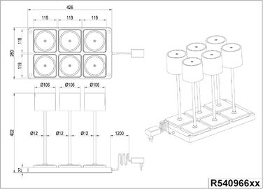 Набір бездротових LED-настільних світильників Reality Fernandez R54096677, 6 шт. з зарядною станцією, метал/пластик, сірий, 1.5 Вт