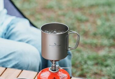 Титанова кружка Boundless Voyage 450 мл з кришкою, складна ручка, для кемпінгу на природі, надлегка, для води, чаю, кави