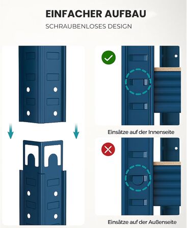 Потужний стелаж KARAT XXL, синьо-помаранчевий 200 x 180 x 60 см, стелажі для гаража, підвалу та майстерні - безболтові стелажі, широкопрохідні стелажі, підвальні стелажі, стелажі для майстерні (TitanRack Big)