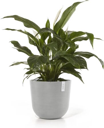 Горщик для рослин Ashortwalk Oslo Bell з переробленого пластику (Ø 25 см x В 21,8 см) (біло-сірий) Вуличні квіткові горщики Всепогодні квіткові горщики (Біло-сірий, 46,6 x 45 x 39,2 см) 45 см Біло-сірий