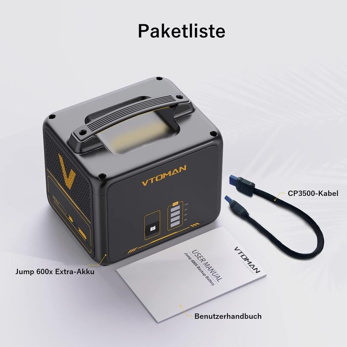 Додатковий акумулятор VTOMAN Jump 600X ємністю 640 Втгод - розширювальний акумулятор LiFePO4 для портативної електростанції Jump 600X, ємність якого можна розширити до 939 Втгод для кемпінгу, подорожей, проживання в автофургоні, надзвичайних ситуацій, від