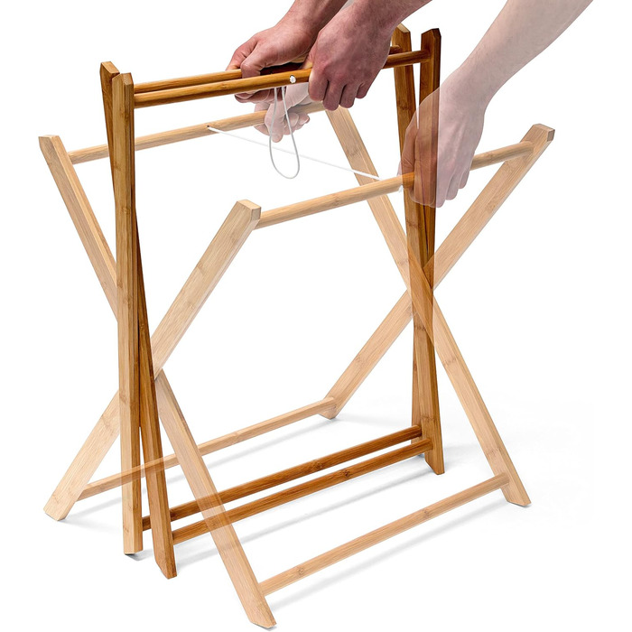 Столик Relaxdays Tray, бамбук, ВxШxГ 63,5 x 55 x 35 см, складний бічний столик з підносом, для сніданку, натуральний, одинарний