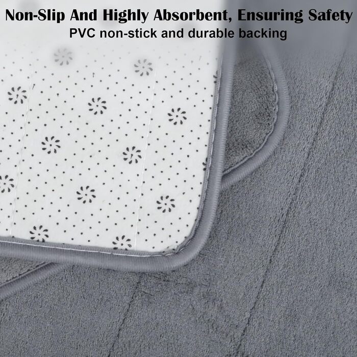 Комплект килимків для ванної з 3 предметів, комплект килимків для ванної кімнати, килимок для ванної/туалету з вирізом, килимок для душу піна з ефектом пам&39яті, нековзний та миється, вбираючий та м&39який, комплект для душу, туалету та ванни, темно-сіри