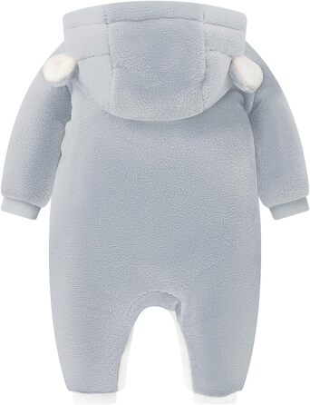 Зимовий комбінезон WYTbaby для малюків, фланелевий, зимовий, для хлопчиків та дівчаток 3-6 місяців, сірий