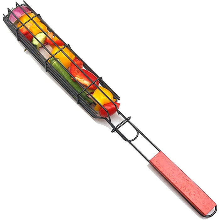 Кошик для гриля з нержавіючої сталі Bestargot Camping 304, кошик для гриля на дровах, кошик для гриля з 1 предметів з дерев'яною р