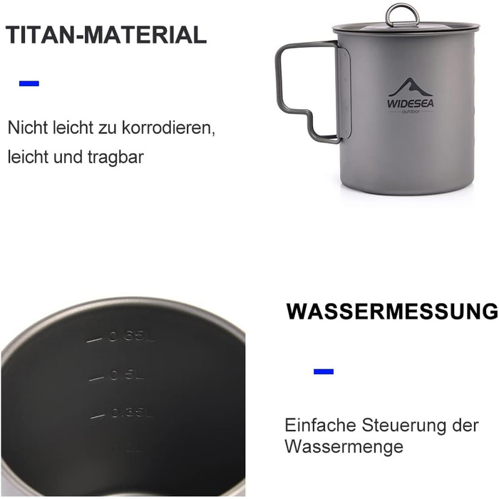 Кемпінговий титановий Бехер Widesea (750 мл)