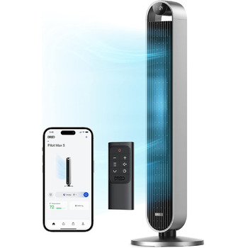 Тихий розумний баштовий вентилятор Dreo 25 дБ з пультом дистанційного керування для спальні, 106 см вентилятор з охолодженням, вен