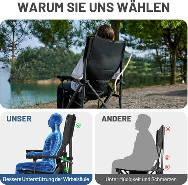 Складане кемпінгове крісло TIMBER RIDGE, вантажопідйомність 150 кг, регульована поперекова опора, складне крісло з підсклянником, сумка для перенесення, крісло для риболовлі, складне крісло, крісло з високою спинкою для кемпінгу, саду, балкону, пікніка, ч