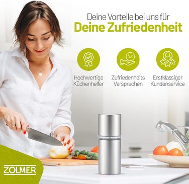 Млин для мускатного горіха ZOLMER з контейнером для зберігання I надзвичайно гострий подрібнювач для найтоншого мускатного порошку i Млин для мускатного горіха з нержавіючої сталі для мускатного горіха i Подрібнювач мускатного горіха