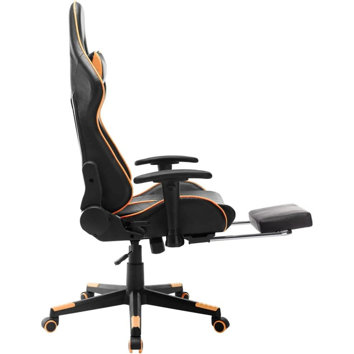 Геймерське крісло, офісне крісло, з підставкою для ніг, чорно-помаранчеве, штучна шкіра