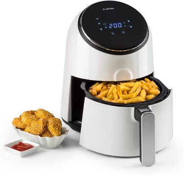 Фритюрниця, фритюрниця, аерофритюрниця, 1300 Вт, ємність 2,5 л, смаження без жиру, випічка, гриль, смаження, 8 програм, антипригарне покриття CeraPlus, білий
