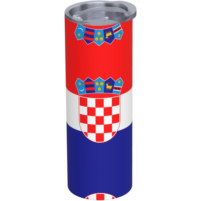 Кухоль з прямою трубочкою, дизайн Прапор Республіки Хорватія, друкований, дорожній кухоль, підходить для кемпінгу, офісу та дому, 590 мл