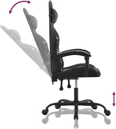 Геймерське крісло, офісне крісло, чорний та камуфляжний, штучна шкіра