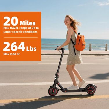 Електричний самокат з допуском до дорожнього руху, 3 режими швидкості, акумулятор класу А 10,4 Аг, запас ходу 35 км та вантажопідйомність 120 кг, складаний електросамокат 8,5 дюймів