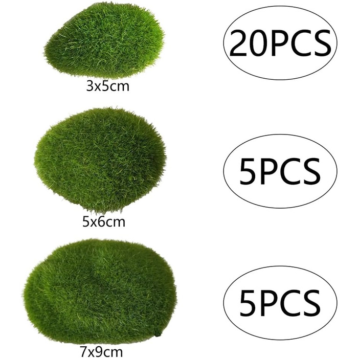 Штучний мох Скелі Декоративні мохові камені Штучний мох Консервований мох Прикраса для моху Картина DIY Ремесло Виготовлення моделей, 30 Pieces Moss Ball Green Moss Balls