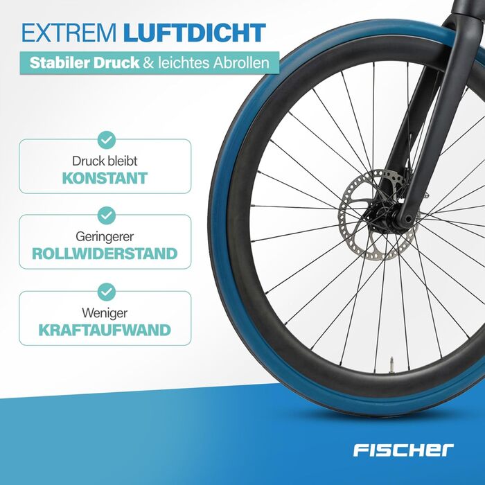 Камера велосипедна FISCHER TPU для шосейного велосипеда, 28 (700x18-25C), надлегка, захист від проколів, міцна, компактна та з високою герметичністю, з вентилем Presta (французький тип)