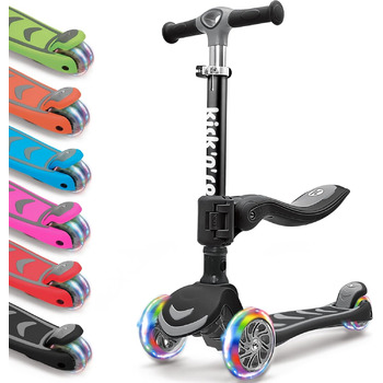Дитячий самокат Kicknroll 3 роки, складаний самокат, 4 регульовані висоти, 3 світлодіодні колеса, протиковзка палуба 50 кг, дитячи