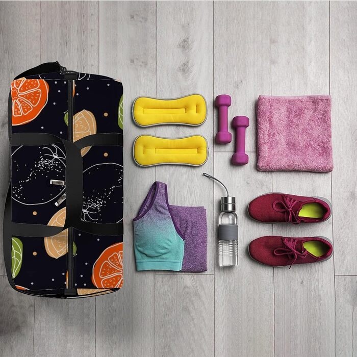 Спортивна сумка для фітнесу, йоги та танців, дорожня сумка для вихідних, помаранчевий принт на чорному фоні, сумка-месенджер для жінок та чоловіків