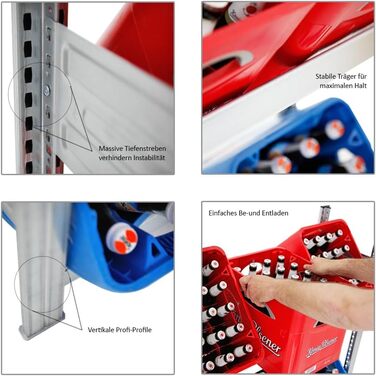 Стійка для ящиків для напоїв та шин PROREGAL CHIEMSEE TIRE, виготовлена в Німеччині ВxШxГ 200x136x43,5 см 6 ящиків 4 шини Оцинкована Стійка для ящиків для напоїв, підставка для шин, гаражна стійка, підвальна стійка для 6 ящиків та 4 шин (широка), оцинкова