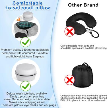 Регульована компактна Neck Pillow Airplane, ергономічна подушка для подорожей із затичками для вух, маска для очей, ящик для зберігання