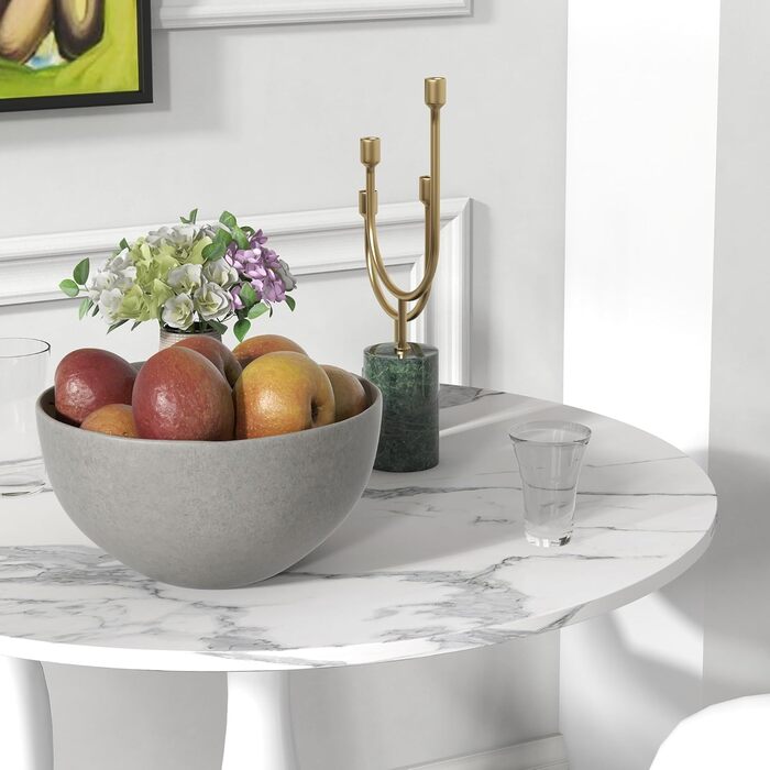 Обідній стіл HOMCOM 70 x 70 см Круглий кухонний стіл для 4 осіб Обідній стіл з мармуровим виглядом, ніжка-п&39єдестал, журнальний столик Сучасний стіл для кухні, їдальні та вітальні Білий