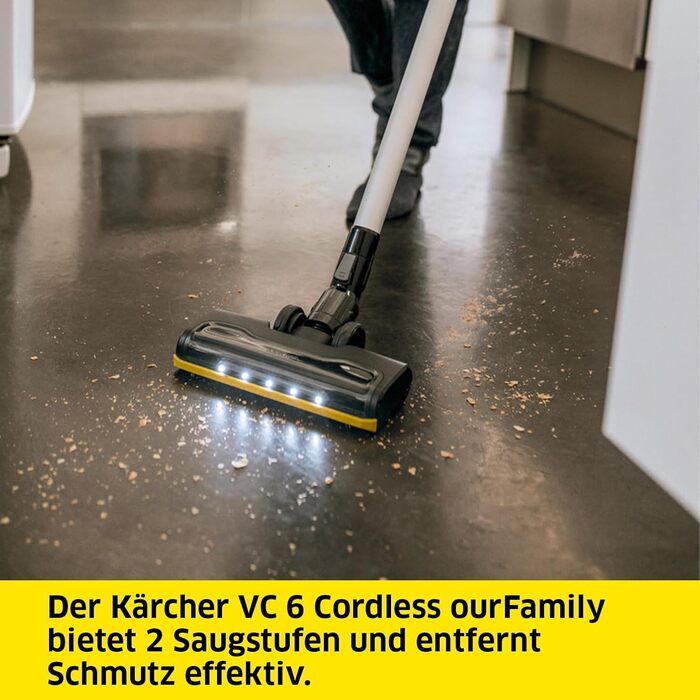 Акумуляторний пилосос Krcher VC 6 Cordless ourFamily, 2 рівні всмоктування, час роботи до 50 хв, вага 2,8 кг, акумулятор 25,2 В, н