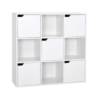 Книжкова шафа Meerveil, полиця для зберігання, 9 відділень з 5 дверцятами, сучасний стиль, підходить для офісу, кабінету, вітальні, коридору та інших кімнат, білий