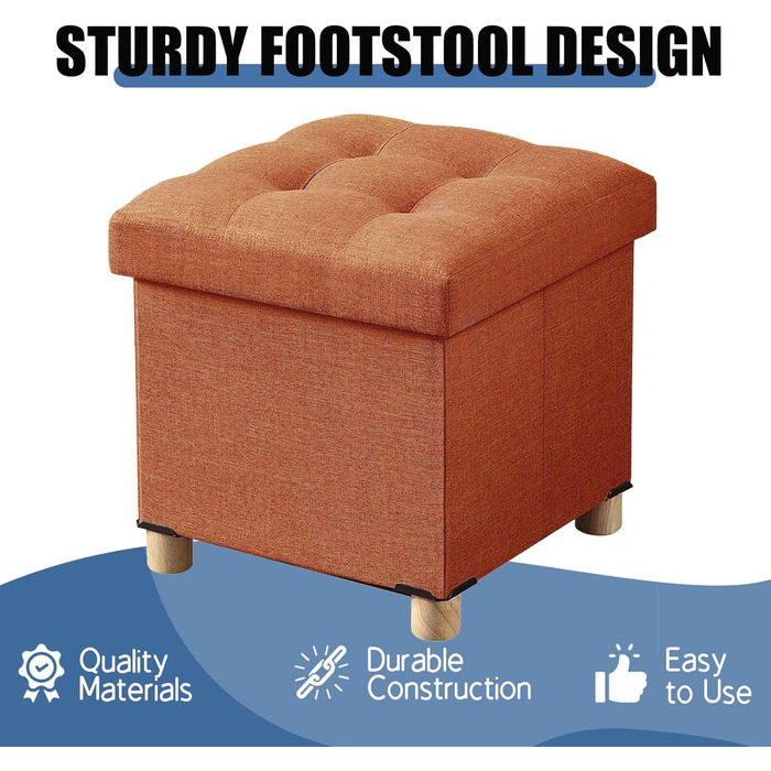 Пуф для зберігання BRIAN & DANY з кришкою, дерев&39яні ніжки, 38 x 38 x 38 см, помаранчевий 38Г x 38Ш x 38В см помаранчевий