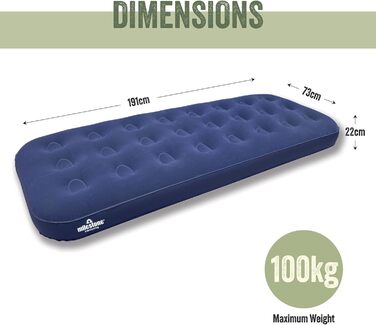 Надувний матрац Milestone Camping для однієї людини, унісекс, флок 88010 Blue