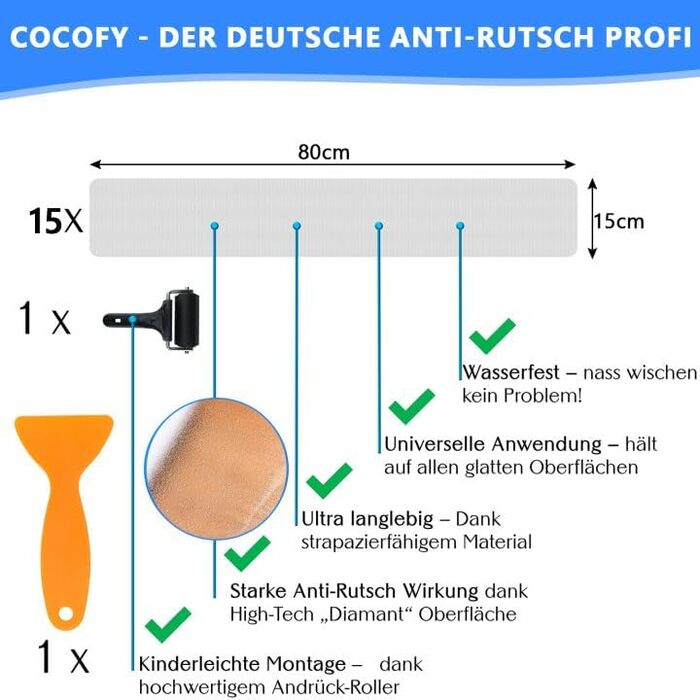 Килимки для сходів, протиковзкі килимки, самоклеючі килимки для сходів 15 x 80 см, 15 шт. , прозорі, протиковзка клейка стрічка, килимок для сходів, протиковзкі смужки, килимки для сходів для дерев&39яних сходів, протиковзкі килимки для підлоги