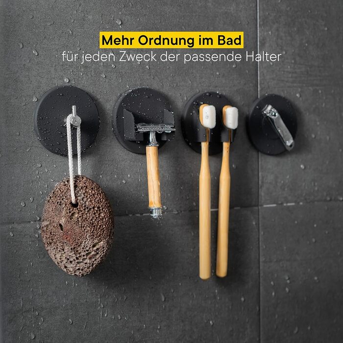 Високоякісний тримач для зубних щіток чорного кольору з силіконової самоклейки як органайзер для ванної кімнати та прикраса тримач