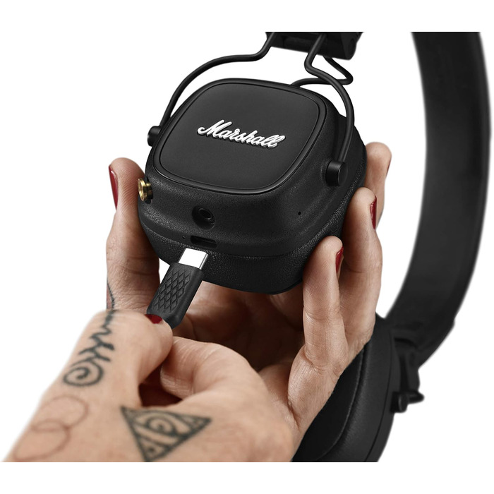 Навушники Marshall Major IV On Ear Bluetooth, бездротові навушники, складні, 80 годин бездротової роботи від акумулятора - чорний