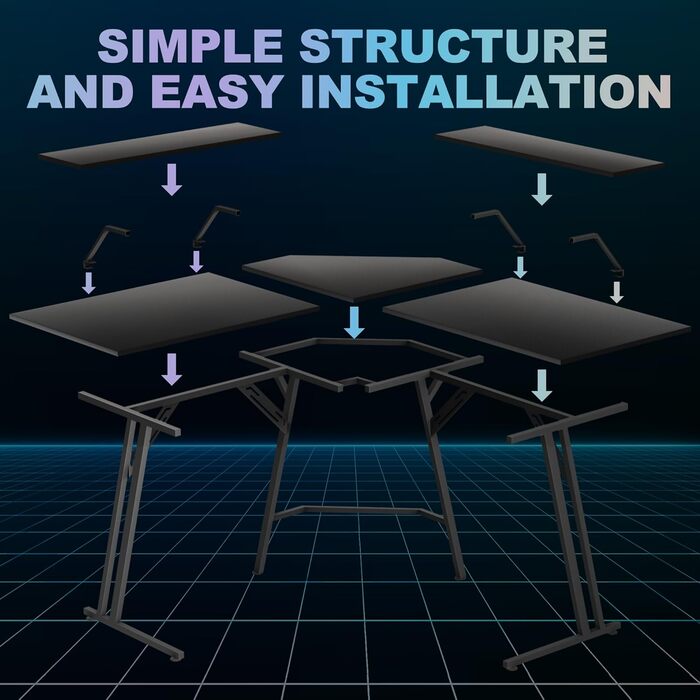 Подібний ігровий стіл, комп&39ютерний стіл з підставкою для монітора, кутовий стіл, ергономічний ігровий комп&39ютерний стіл, ПК-стіл для кабінету, спальні та офісу (Чорний - 50x140x73см) 140см, з підставкою для монітора