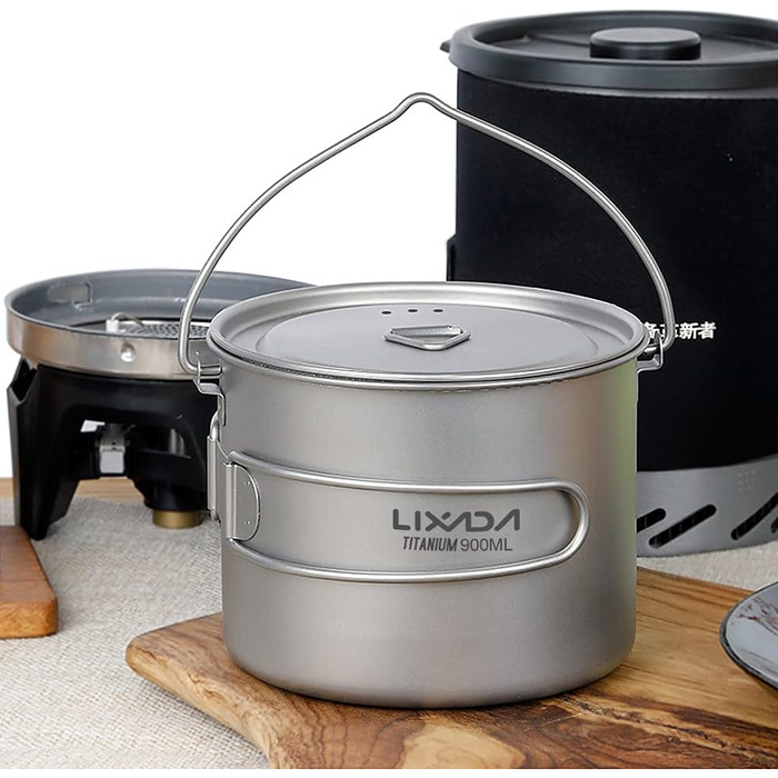 Титановий горщик для кемпінгу, надлегкий титановий горщик/чашка для води об&39ємом 750 мл / 900 мл / 1100 мл з кришкою та складною ручкою для кемпінгу на природі