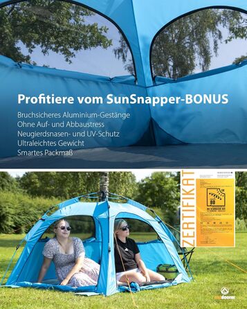 Автоматичний пляжний намет Outdoorer UV 80 SunSnapper Alu Air - надлегкий пляжний намет із захистом від ультрафіолету 80, захистом від комах