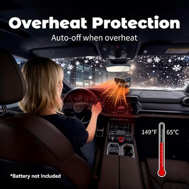 Портативний бездротовий вентилятор-обігрівач потужністю 200 Вт з 2 режимами температури та USB-портами для заряджання, сумісний з літій-іонними акумуляторами 20 В/60 В (акумулятор не входить до комплекту)