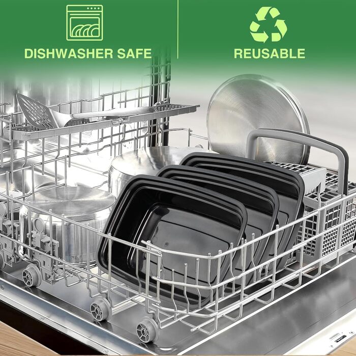 Контейнерів для приготування їжі, багаторазові, без бісфенолу А, з кришками, з міцного пластику, штабелюються, можна використовувати в мікрохвильовій печі, морозильній камері та мити в посудомийній машині (1000 мл/32 унції), 50