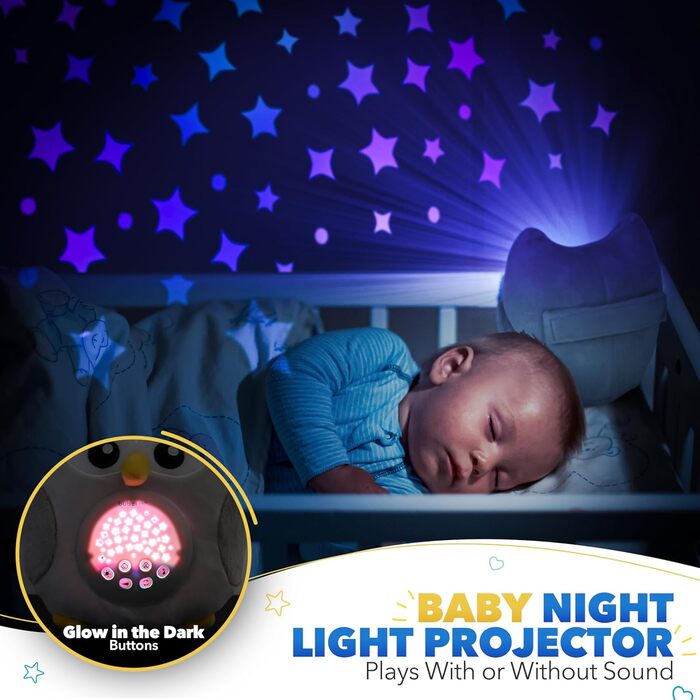 Подушка Bubzi Co Сова нічник музична скринька, білий колір